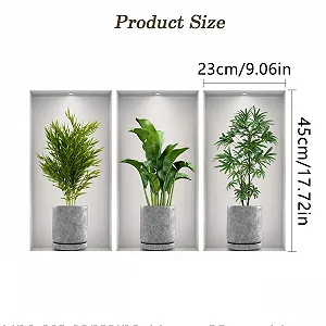 Наклейки на стіну 3 шт. 23х45 см Квіти у вазі 3D Зелені synthetic.ua - Фото 1