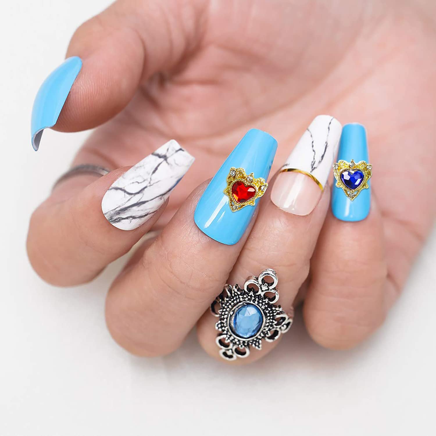 3D Украшения для ногтей WOKOTO Серия Сердце, Стразы, 30 шт, Разноцветные, фото №3