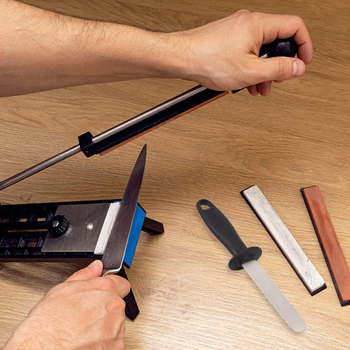 Точилка для кухонних ножів Мусат із ергономічною ручкою двосторонній, фото №4