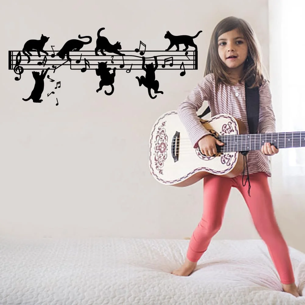 Наклейка на стіну SUPERDANT Music Notes Cat вінілова 57 x 35 см дизайн Мелодія для вітальні та спальні, фото №5