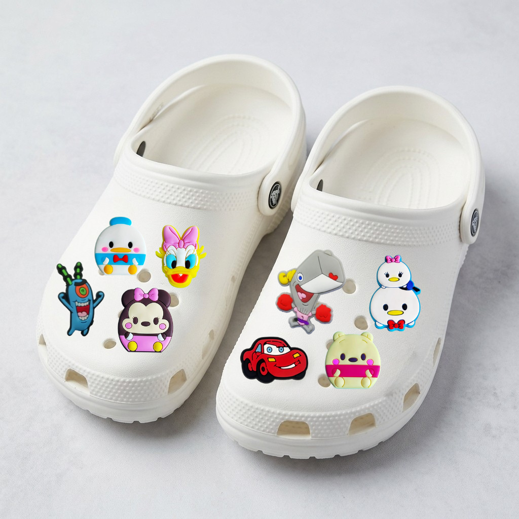 Набір джибітсів для кроксів (Crocs) «Мультяшний мікс» — Аксесуари Блискавка Маквін, Вінні Пух, Планктон, 8 шт., фото №1