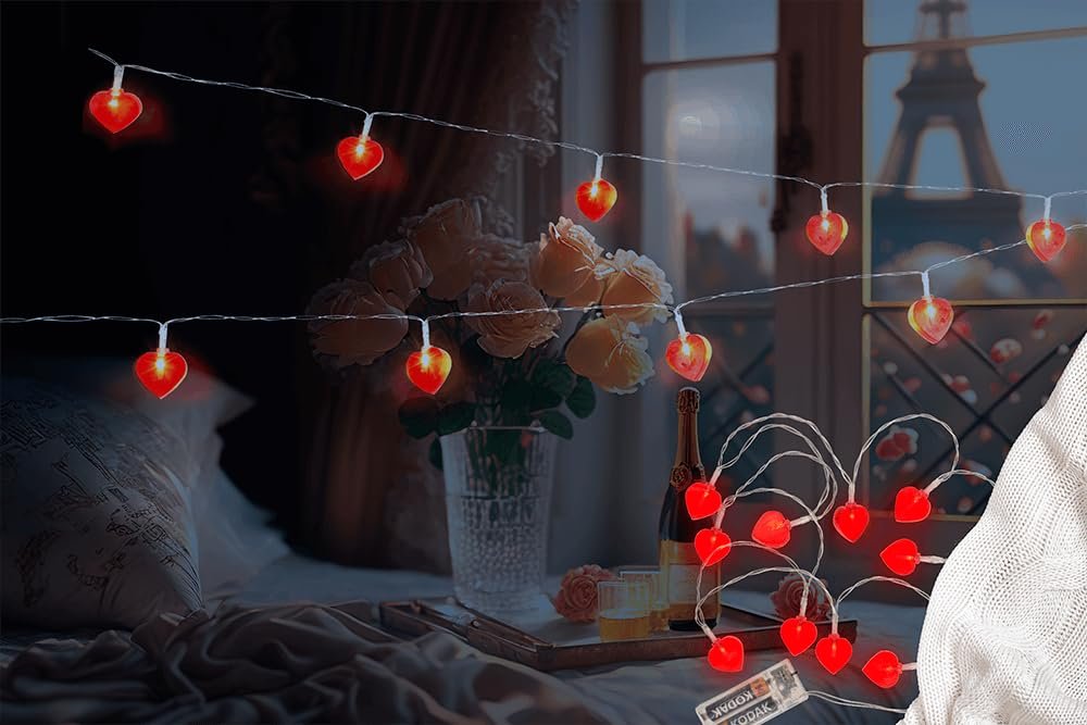 Гірлянда Out of the blue Серце 10 LED 165 см, живлення від 2 батарейок AA, у пластиковій коробці, фото №3