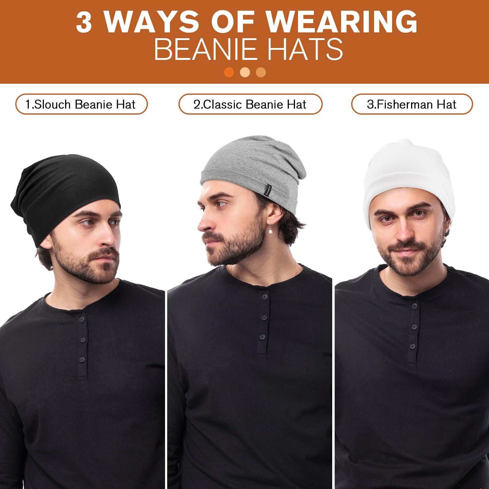 Шапка-біні HAMUNI Slouchy для жінок, Зручна бавовняна шапка, Подвійний шар, М'яка, фото №7