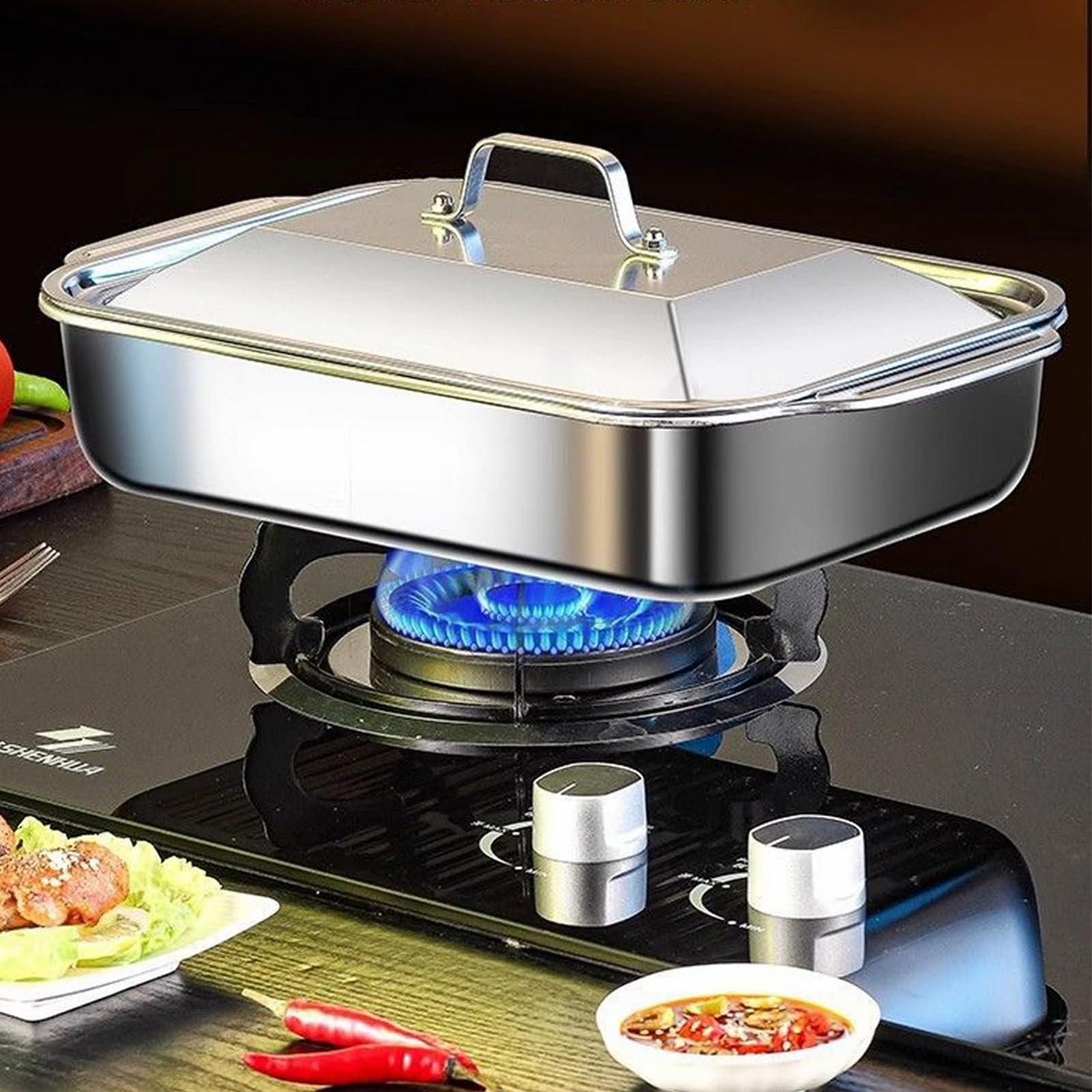 Форма для запекания прямоугольная из нержавеющей стали с крышкой и ручкой, фото №8 Форма для запекания прямоугольная из нержавеющей стали с крышкой и ручкой, фото №8