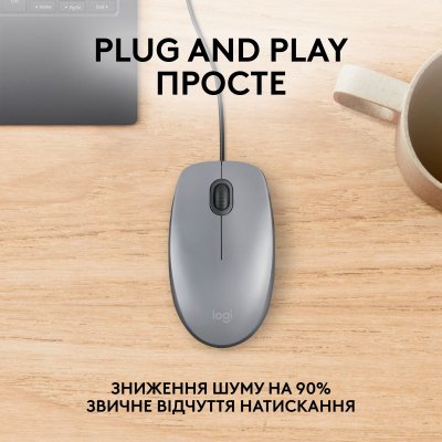 Мышка Logitech M110 Silent USB Mid Gray (910-006760), фото №3