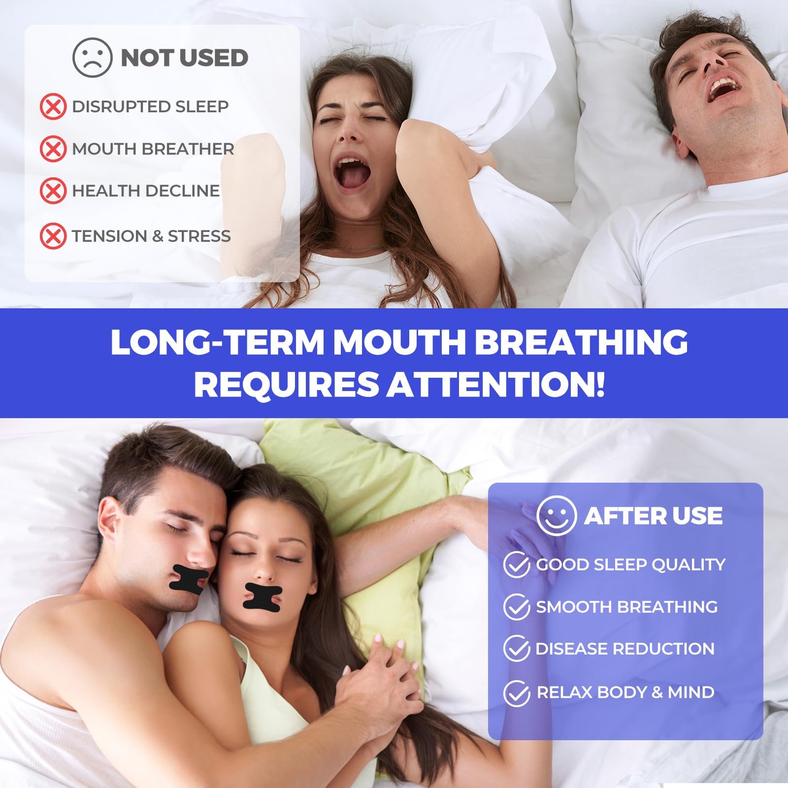 Лента для рта 50 Prozent Для сна и уменьшения храпа Эластичный дизайн, фото №9