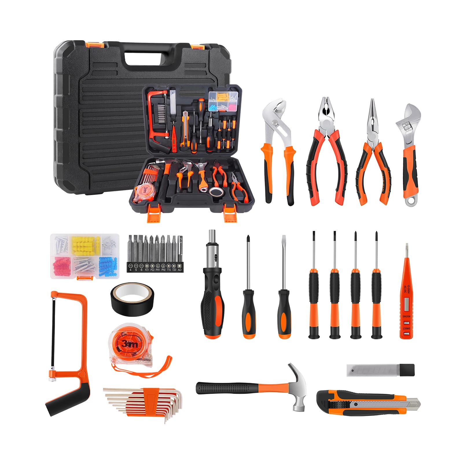 Набір універсальних ручних інструментів 102-предметний з вуглецевої сталі, фото №1