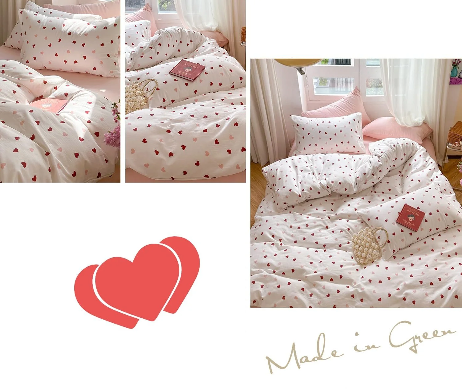 Постельное белье Lanqinglv, Розовое, Красное Сердечки из микрофибры 135 x 200 см, фото №5 Постельное белье Lanqinglv, Розовое, Красное Сердечки из микрофибры 135 x 200 см, фото №5