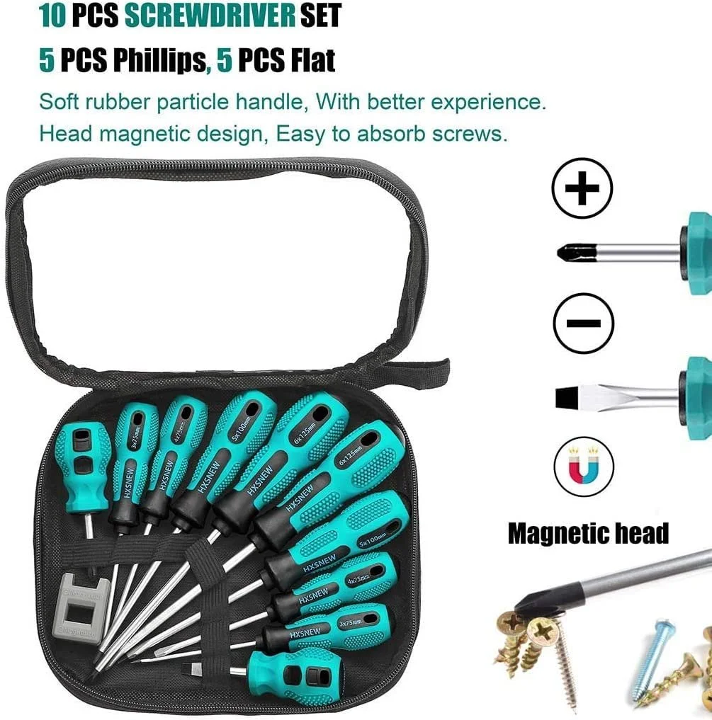 Набір викруток 11 шт. Cr-V сталь магнітний наконечник з сумкою, фото №3