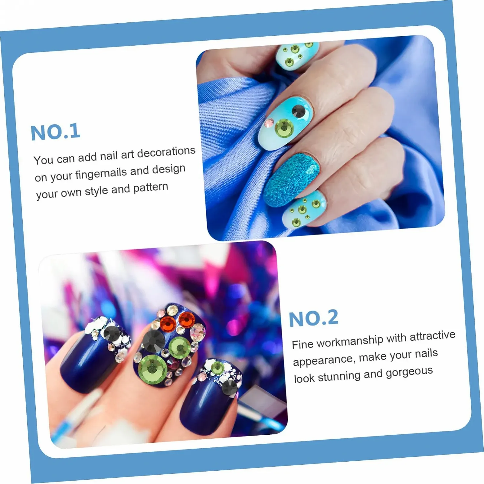 Плоские стразы minkissy 3 Набора Аксессуары для ногтей Наклейки для маникюра своими руками Подвески-аппликации Украшения Самоцветы Бриллианты для ногтей Набор ювелирных аксессуаров Стеклянные стразы, фото №7