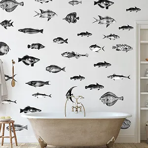 Наклейка на стіну GRAZDesign Набір риб у вінтажному стилі для ванної - Фото 1