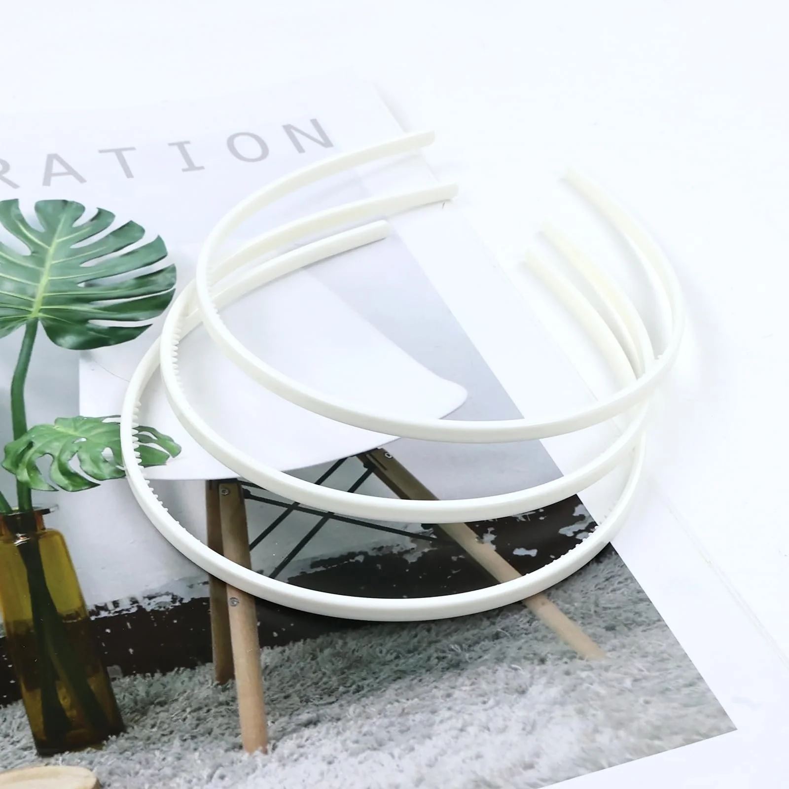 Обруч Білий Пластиковий Тонкий з Зубчиками, фото №7