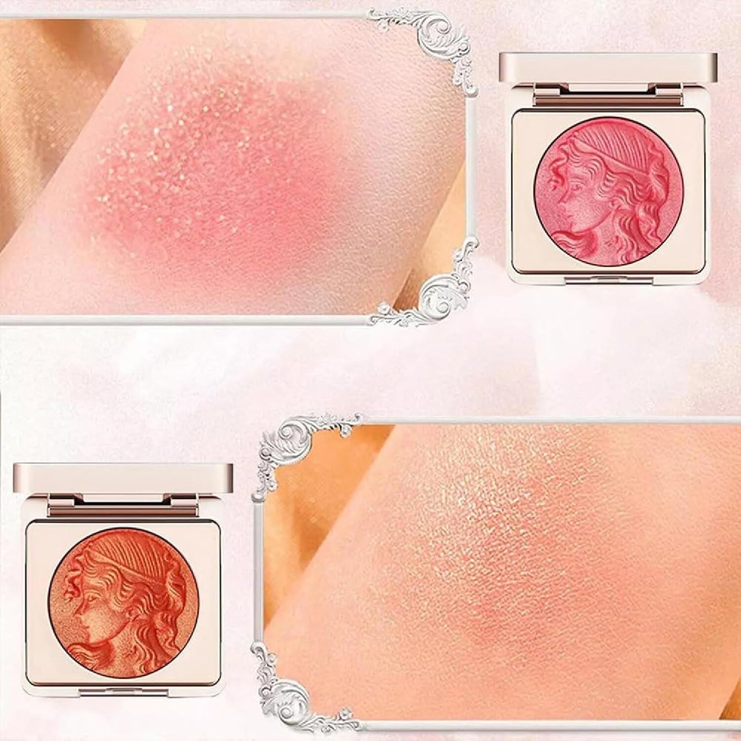 Палетка румян Embossed Smooth Powder для щёк Natural Nude Long Lasting (01+01), фото №5
