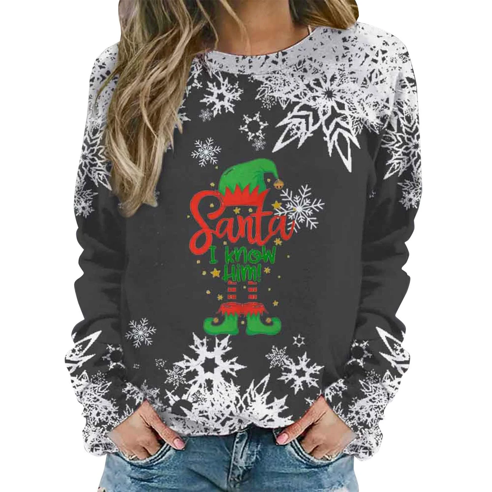 Женская Толстовка Surttan Рождественский Принт Большие Размеры, фото №1 Женская Толстовка Surttan Рождественский Принт Большие Размеры, фото №1