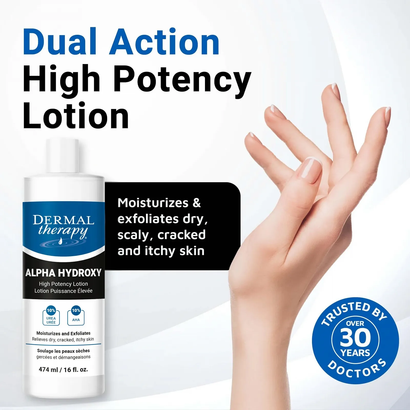 Лосьйон Dermal Therapy Alpha Hydroxy High Potency - Зволожуючий та відлущуючий засіб для сухої шкіри 10% сечовини, фото №5