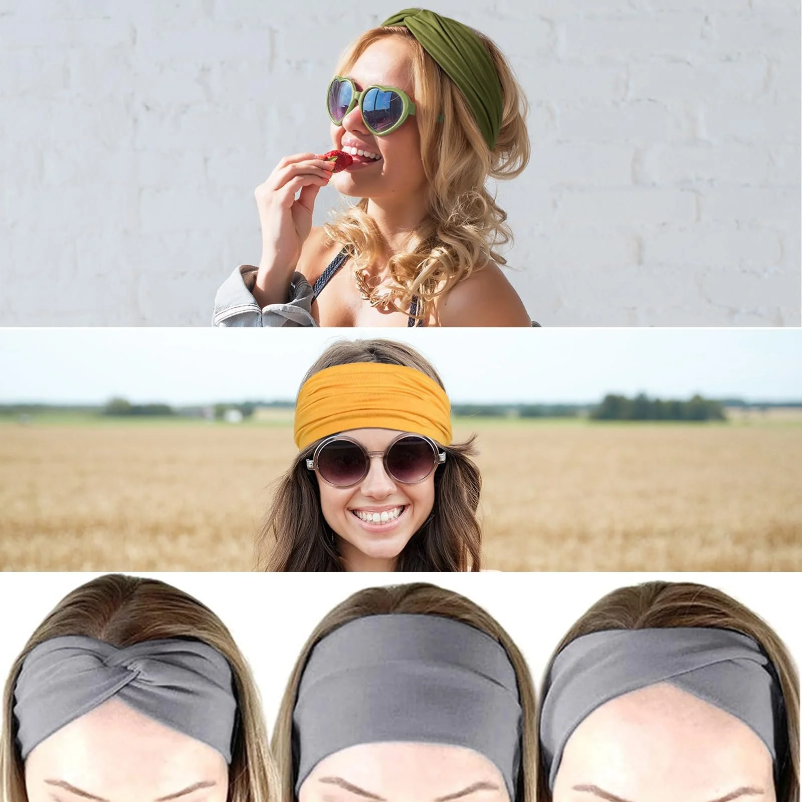 Набір з 10 пов'язок для волосся Широкі, фото №7