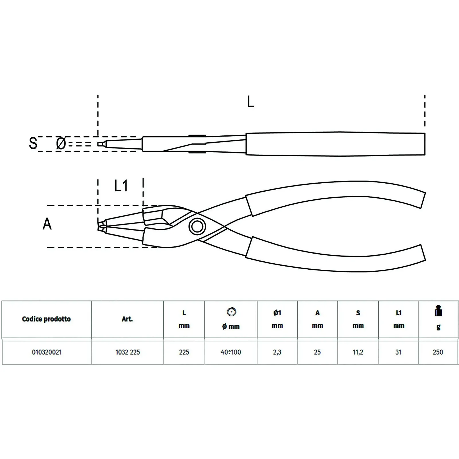 Клещи Beta для стопорных колец прямые 225 мм, фото №2
