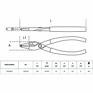Клещи Beta для стопорных колец прямые 225 мм synthetic.ua - Фото 1