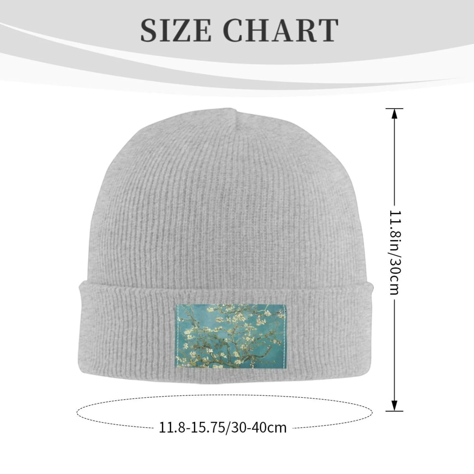 Шапка JBYJBX с принтом цветка миндаля, осенняя, зимняя, повседневная, для активного отдыха, лыжная, вязаная, фото №3