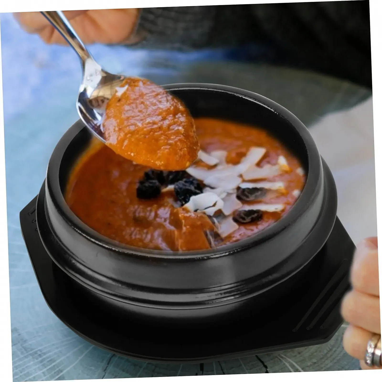 Горшок для готовки Homoyoyo с подставкой Керамический Чёрный, фото №7