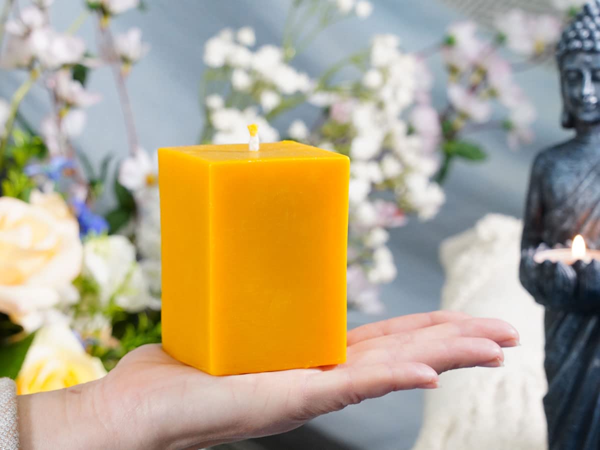 Свеча tea4chill Beeswax Парафиновая 100% Пчелиный Воск Медовая Столбиковая Свеча Квадратная 6 х 9 см Ручная работа, фото №3