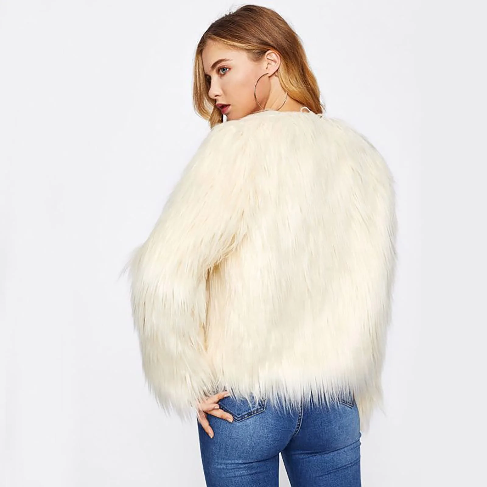 Куртка из искусственного меха Однотонная теплая короткая, фото №4 Куртка из искусственного меха Однотонная теплая короткая, фото №4