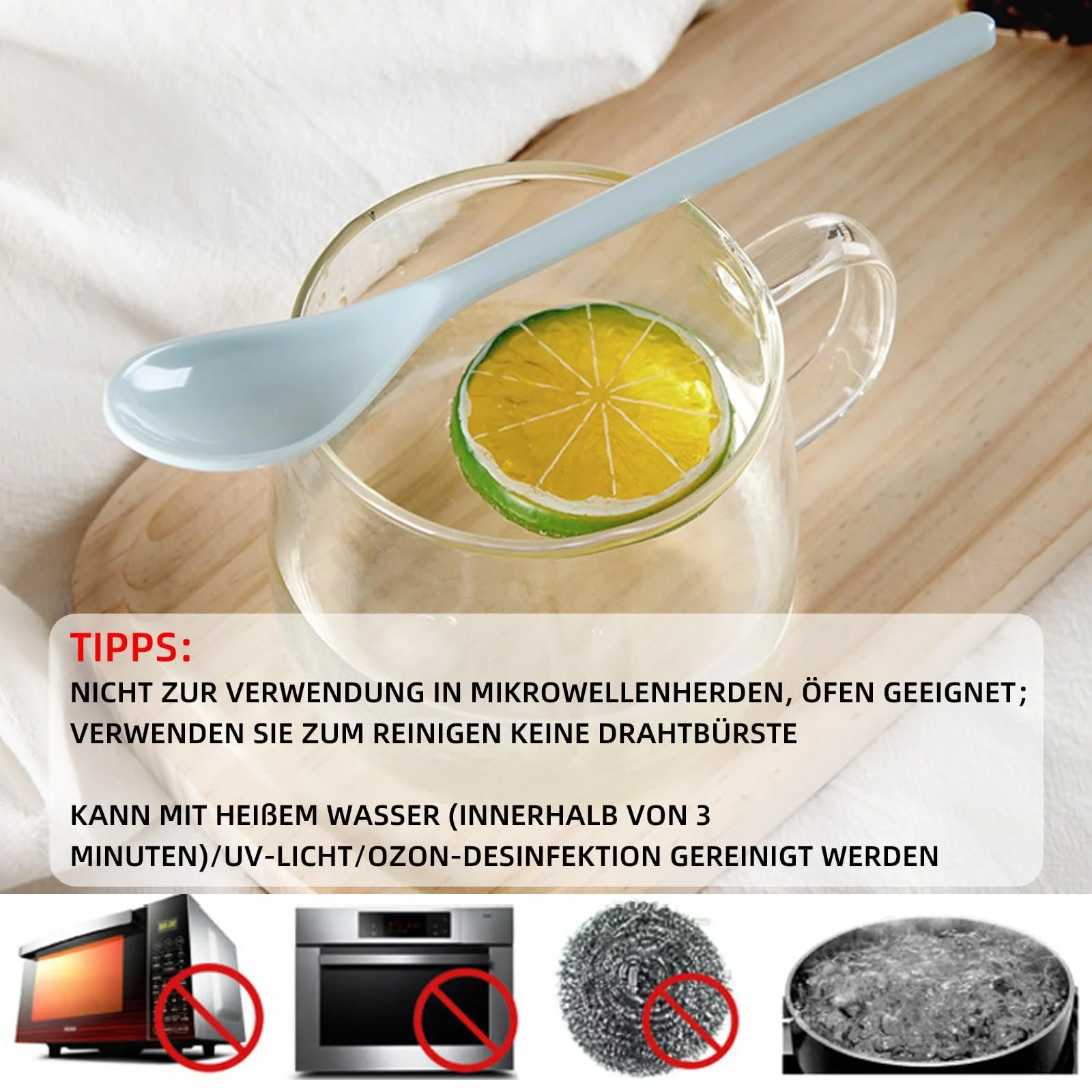 Набір пластикових ложок (5 шт.), дитяча ложка із захистом від падіння, довга, фото №7