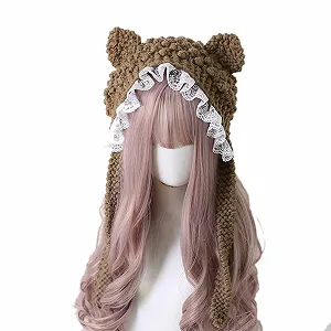 В'язана шапка з котячими вушками та бантом, зимова тепла шапка-вушанка - Фото 1