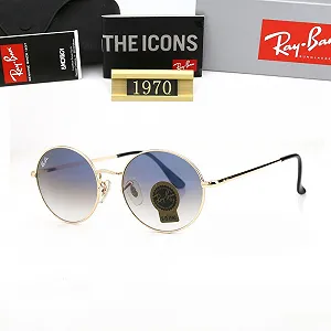 Чоловічі сонцезахисні окуляри круглі Ray Ban блакитний градієнт synthetic.ua - Фото 1