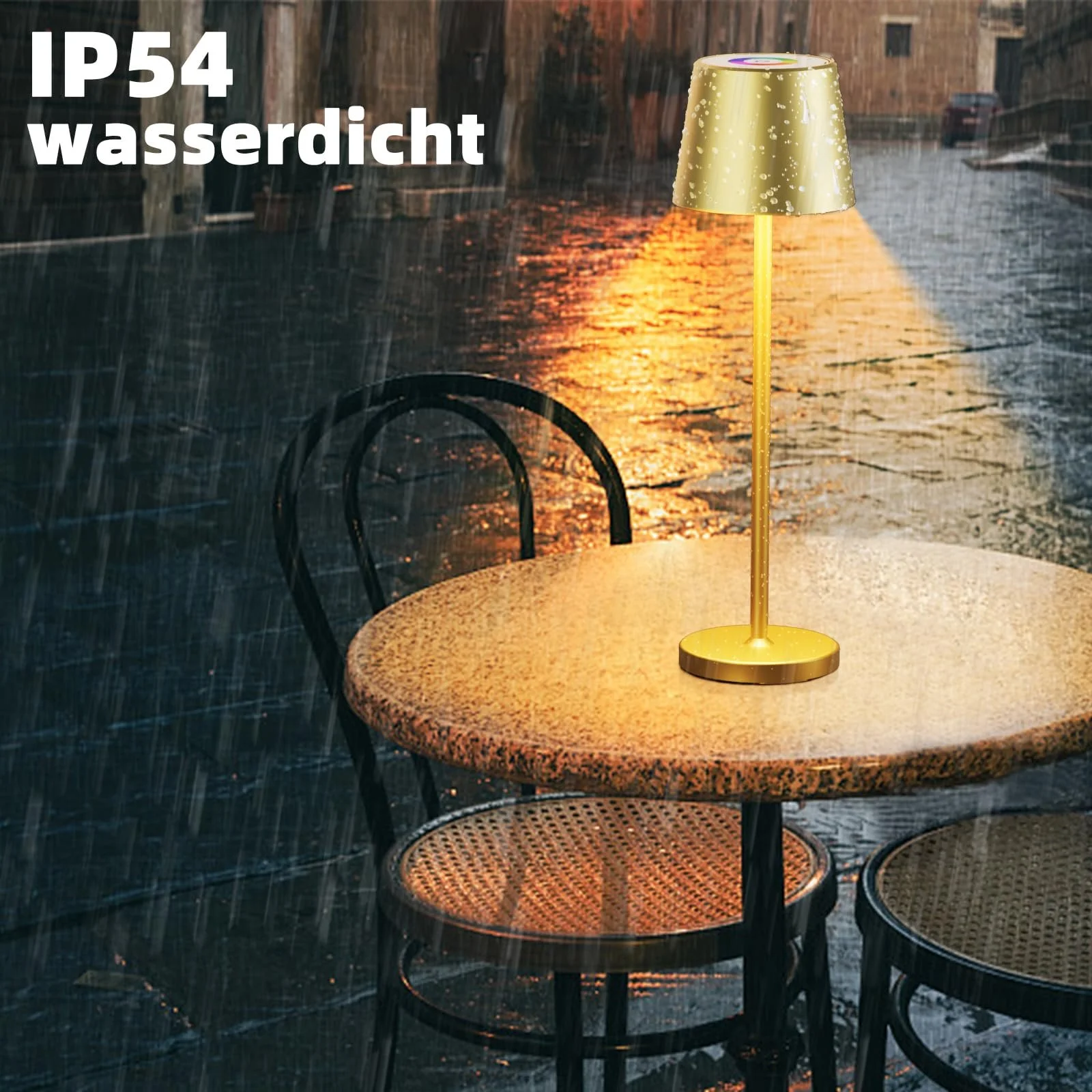 Настільна лампа Qsky Wireless Dimmable LED Battery 3000 K + RGB Алюмінієва IP54 Золотиста (1 шт.), фото №2