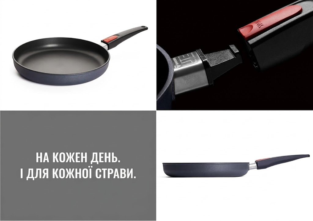 Сковорода универсальная Woll Diamond Lite со съемной ручкой 26 см, фото №4