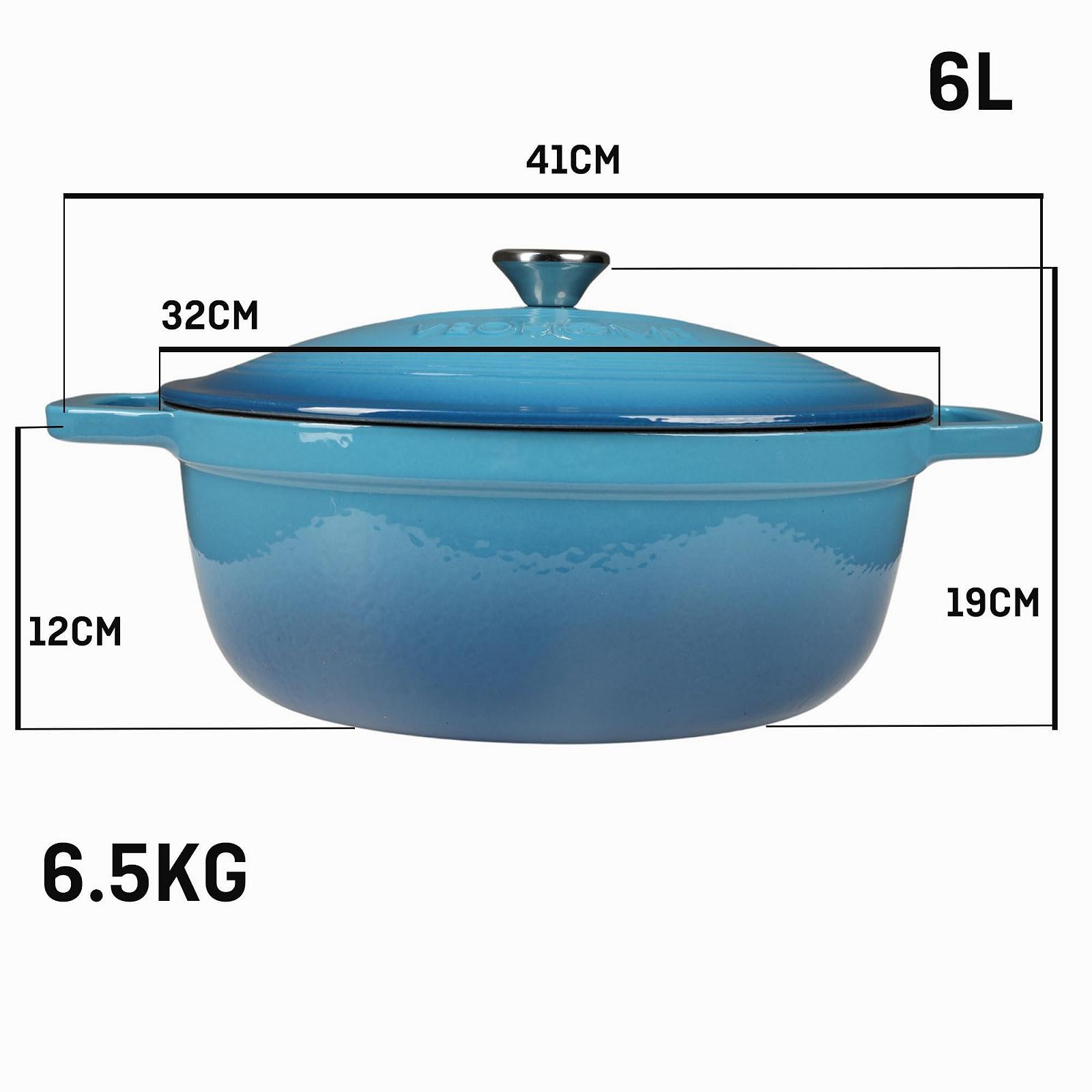 Кастрюля-жаровня VeoHome 6 л овальная чугунная эмалированная синяя, фото №6 Кастрюля-жаровня VeoHome 6 л овальная чугунная эмалированная синяя, фото №6