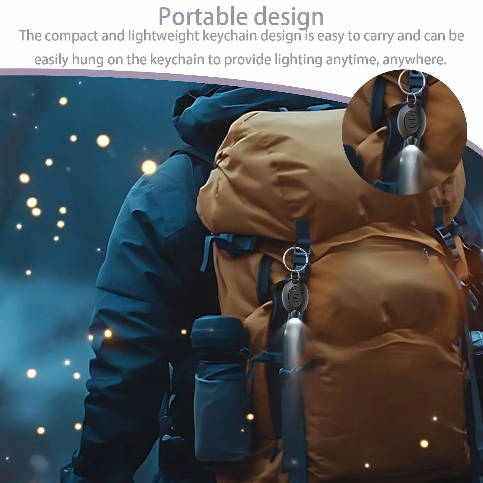 Набір 5 LED ліхтариків-брелоків, Міні LED  14 люмен, портативний ультра-яскравий на батарейках для походів та аварійного освітлення, фото №4