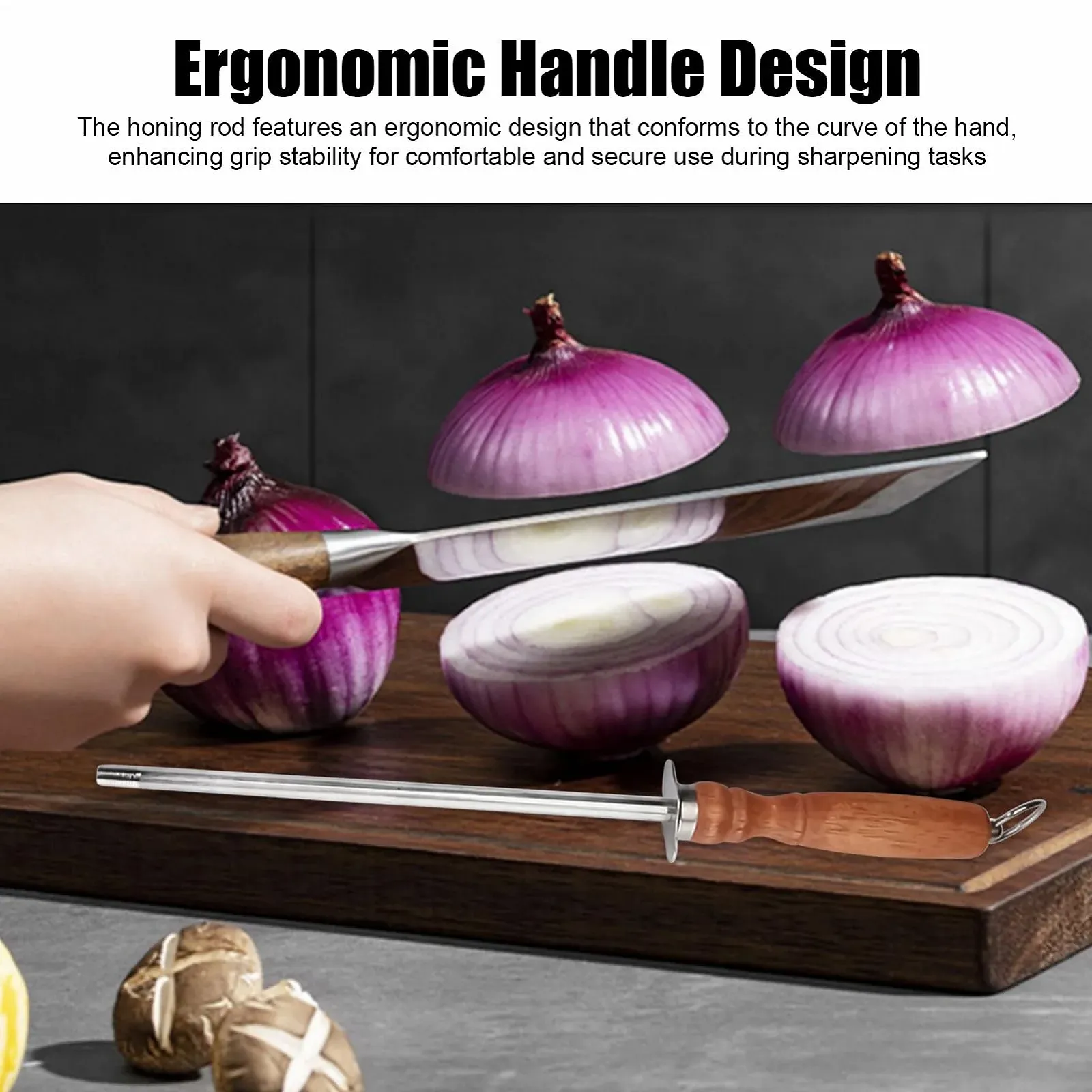 Мусат для заточки ножей 12 дюймов ручной универсальный Sharpening Rod, фото №3