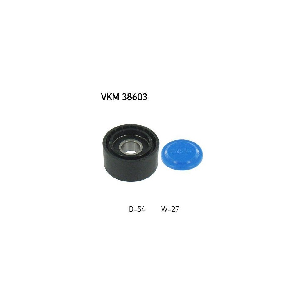 Ролик обводной/направляющий поликлинового ремня SKF VKM 38603 для CHRYSLER MERCEDES-BENZ, фото №1 Ролик обводной/направляющий поликлинового ремня SKF VKM 38603 для CHRYSLER MERCEDES-BENZ, фото №1