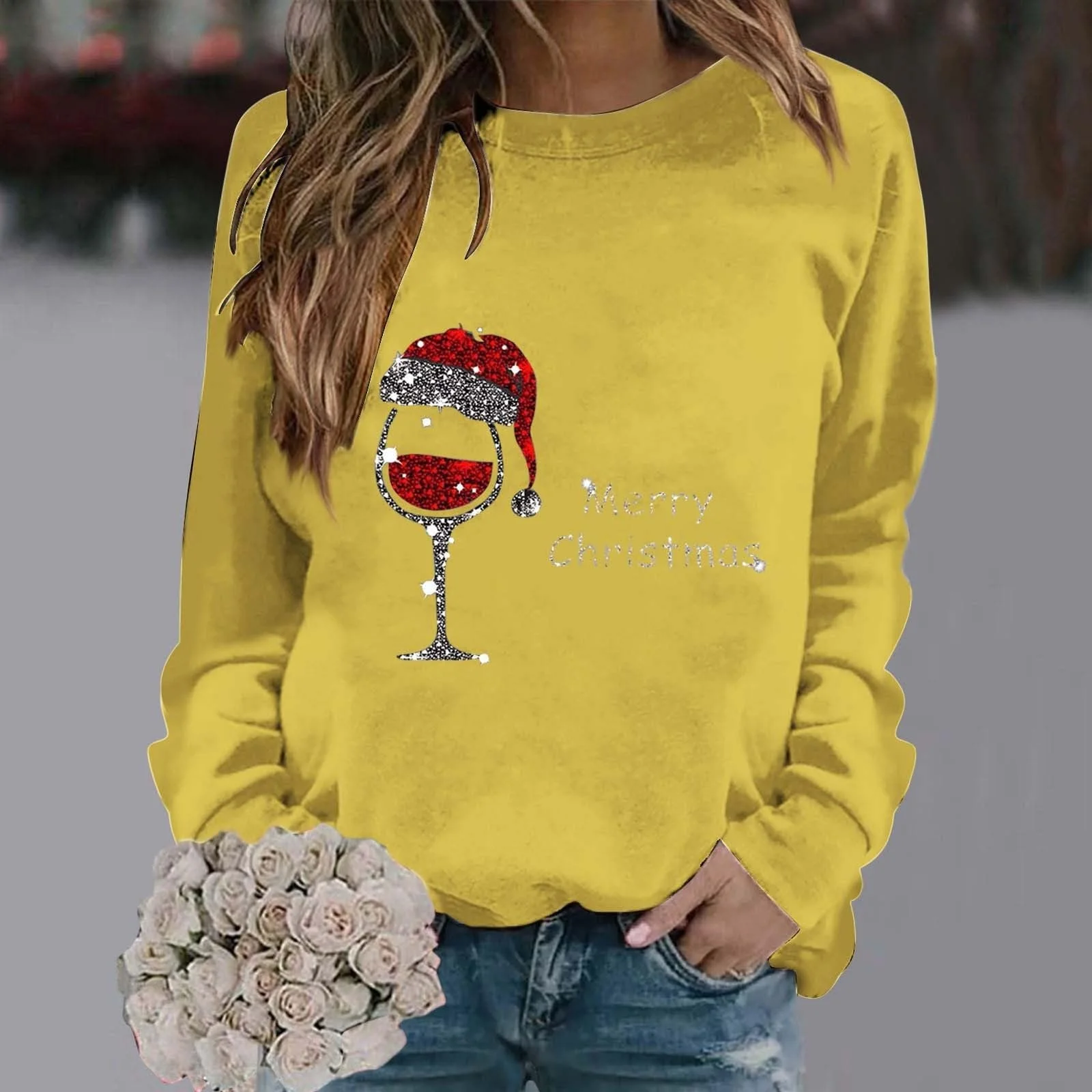 Рождественский свитшот HUIFUAO Женский Красный, фото №3 Рождественский свитшот HUIFUAO Женский Красный, фото №3