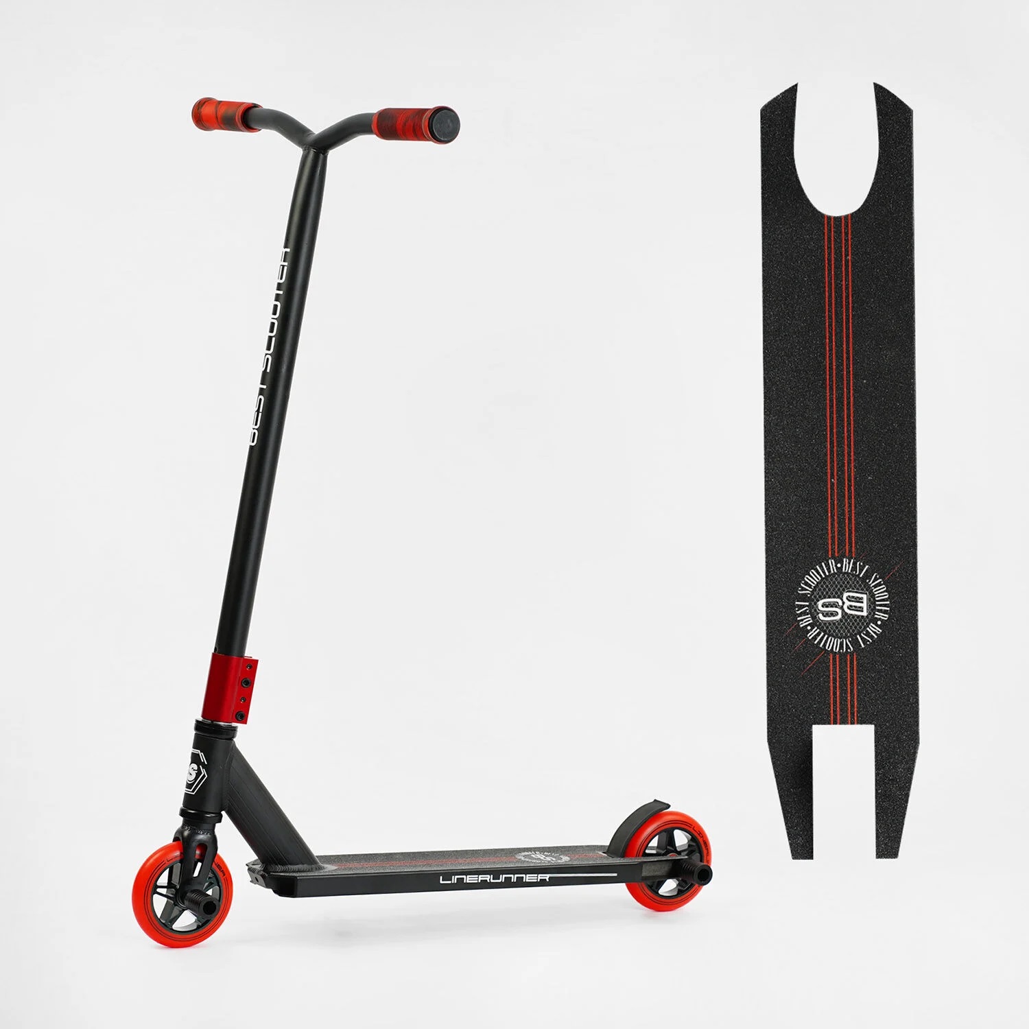Самокат трикутний Best Scooter LineRunner 50х10 см Black with Red 129760, фото №3