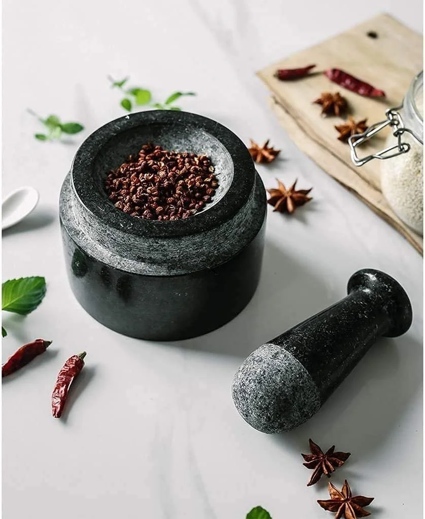 Ступка з товкачиком з полірованого мармуру для гуакамоле Міцна, велика та елегантна, фото №6