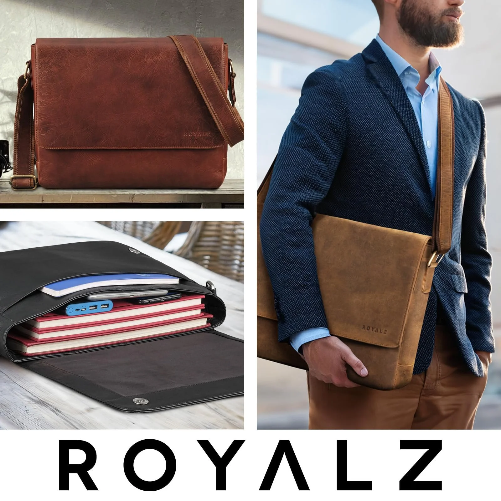 Сумка через плечо ROYALZ San Diego Кожаная Для ноутбука 15 дюймов, фото №7