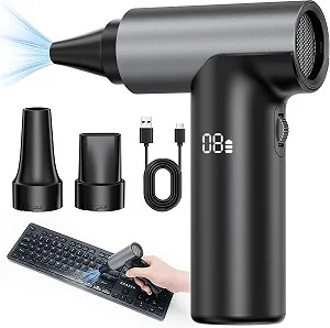 Повітряна повітродувка APPS2Car 130000 RPM 1-10 швидкостей LED-дисплей Type-C Акумуляторна Чорний - Фото 1