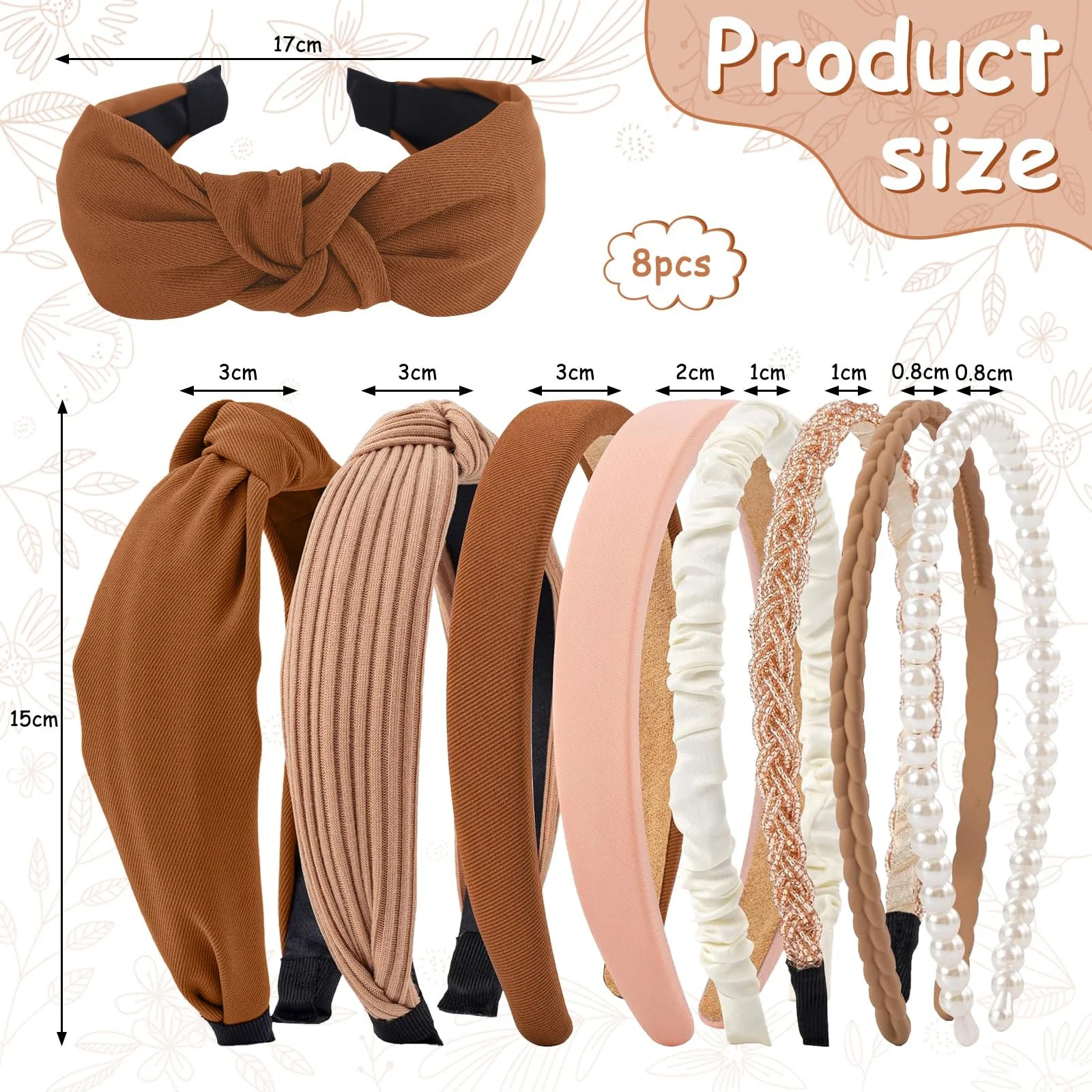 Набір обручів для волосся з перлами, фото №2