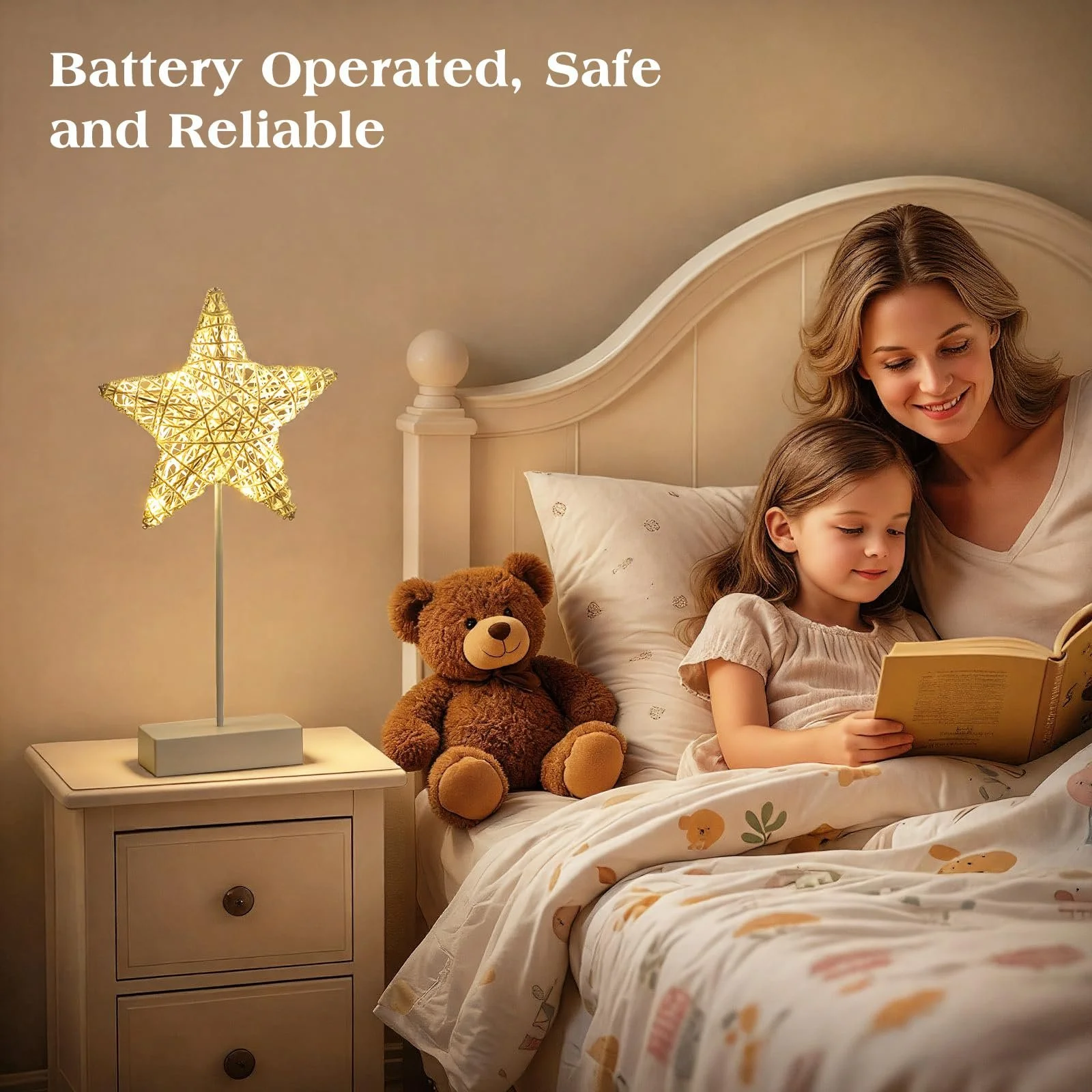 Настольная лампа Lewondr Star Shape LED На батарейках Пластиковое основание Теплый белый, фото №4