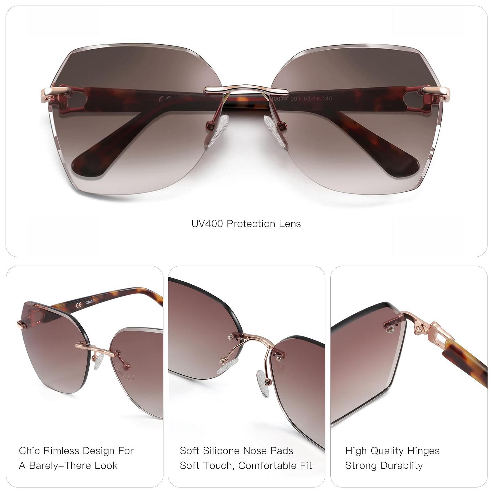 Безрамкові сонцезахисні окуляри ZENOTTIC великі oversized геометричні з діамантовим, фото №4