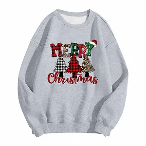 Рождественский джемпер Женский Свитшот с забавным принтом, круглым вырезом, длинными рукавами, повседневный уродливый рождественский джемпер, рождественские топы-рубашки, женский рождественский джемпер - Фото 1