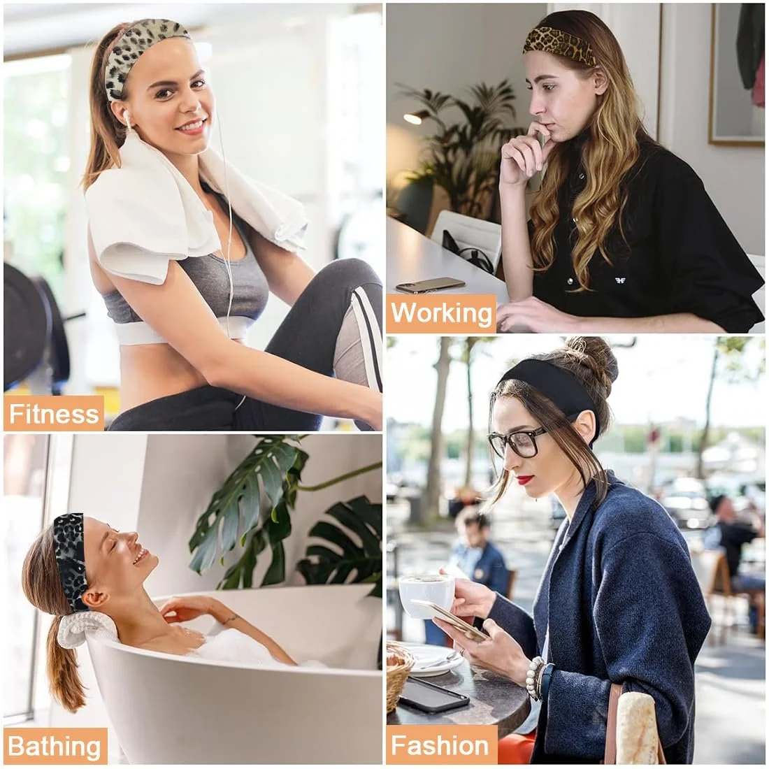 Пов'язка для волосся Леопардовий візерунок, 6 штук, фото №5