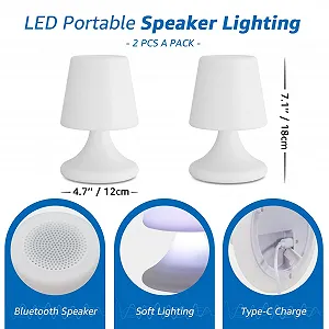 Настольная лампа MALUX с динамиком LED аккумуляторная беспроводная водонепроницаемая 2 шт. synthetic.ua - Фото 1