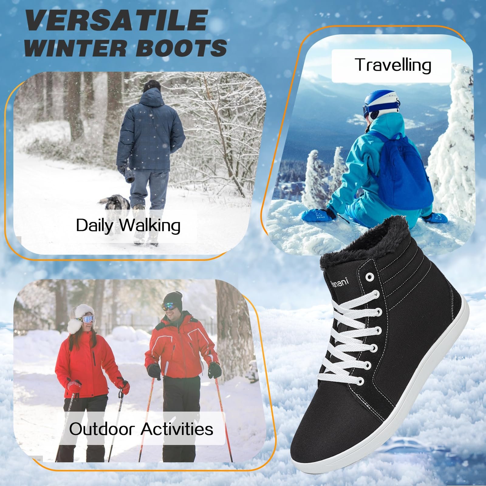 Черевики Barefoot Shoes Winter men Жіночі зимові утеплені чоботи з нековзною підошвою, фото №5