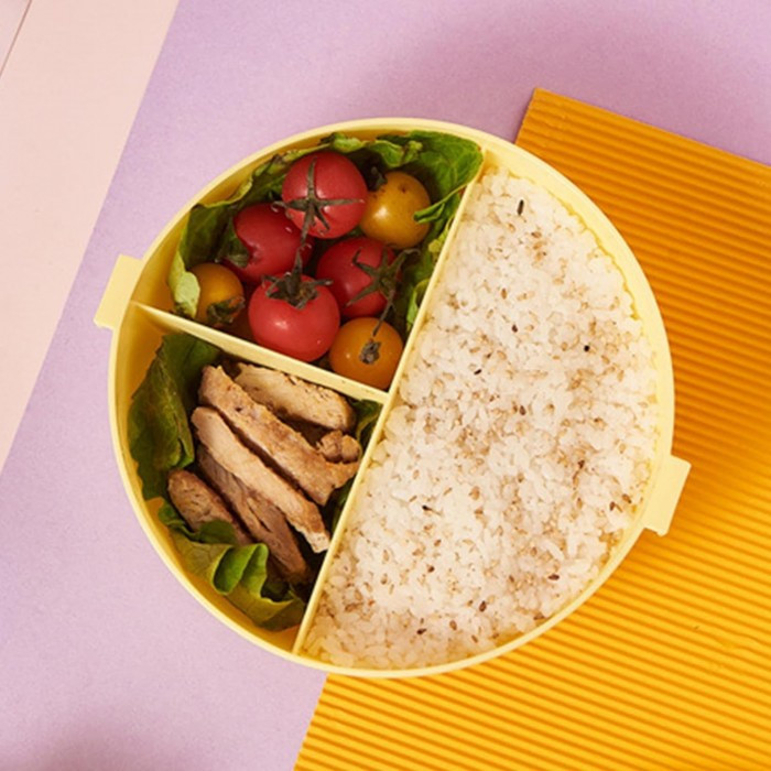 Круглый ланч бокс с приборами Donut 1000 мл желтый, фото №3