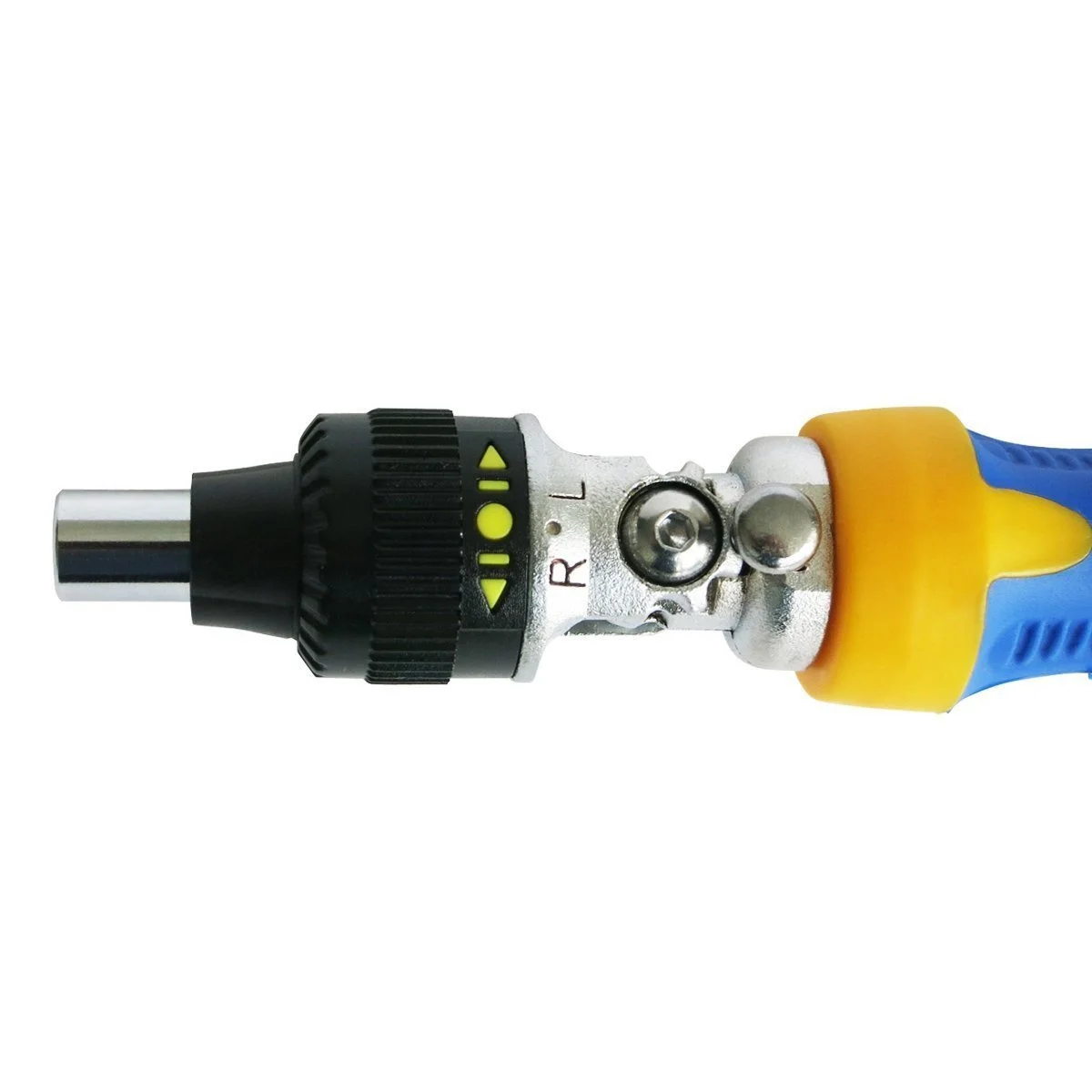 Отвертка угловая S&R Регулируемый держатель бита 180° Магнитный с трещоткой, фото №5 Отвертка угловая S&R Регулируемый держатель бита 180° Магнитный с трещоткой, фото №5