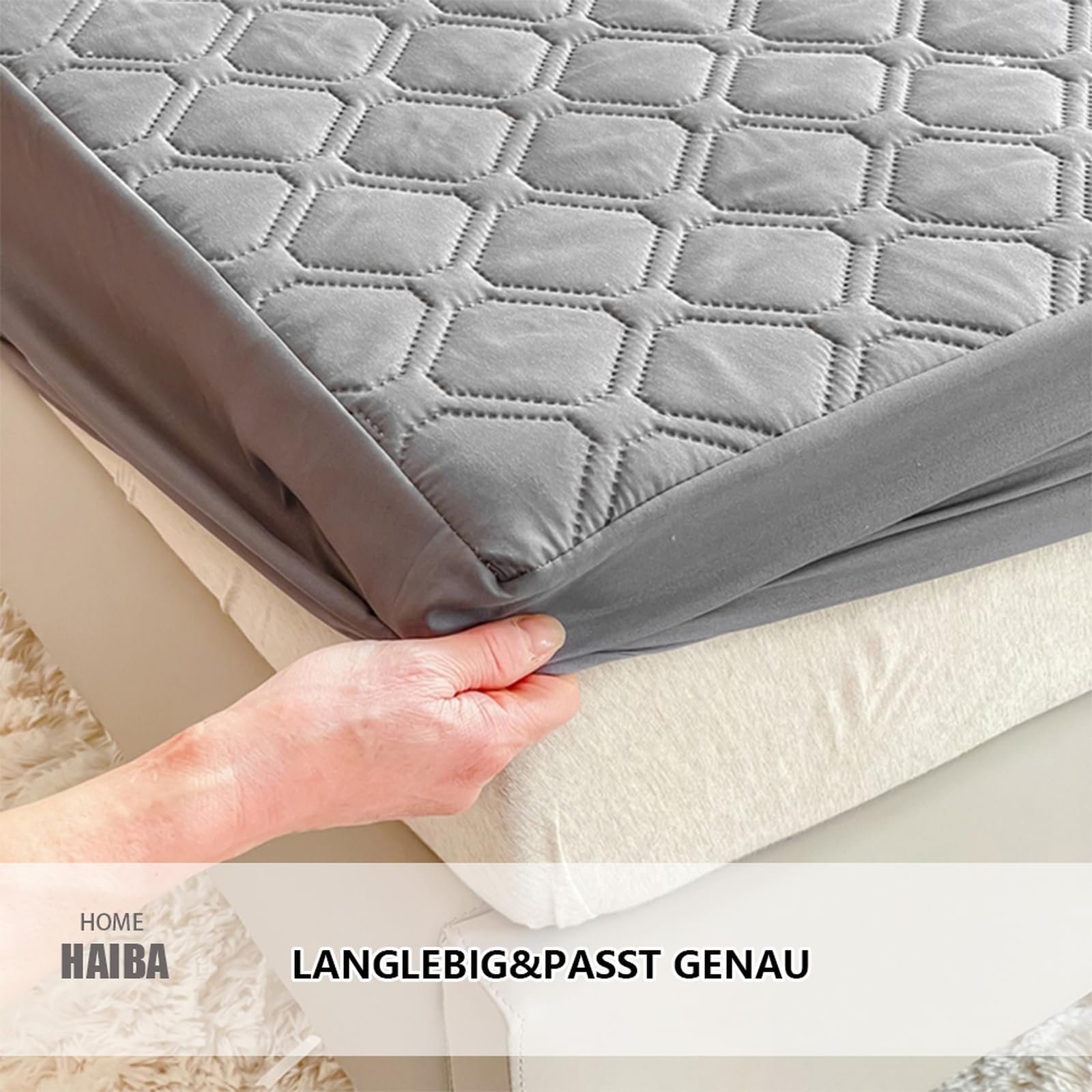 Наматрасник HAIBA Водонепроницаемый 150 x 200 см Синий Простынь на резинке с глубоким карманом 30 см с полным покрытием Дышащая простынь на резинке при недержании, фото №6 Наматрасник HAIBA Водонепроницаемый 150 x 200 см Синий Простынь на резинке с глубоким карманом 30 см с полным покрытием Дышащая простынь на резинке при недержании, фото №6